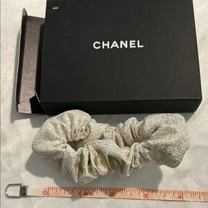 CHANEL Elegant Cream Hair Scrunchie-GWP